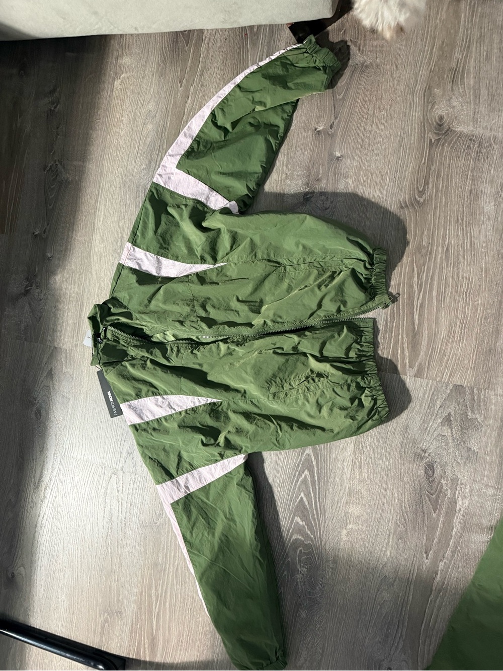 Fashion Nova Olive & Pale Pink Track Suit - Picture 6 of 10